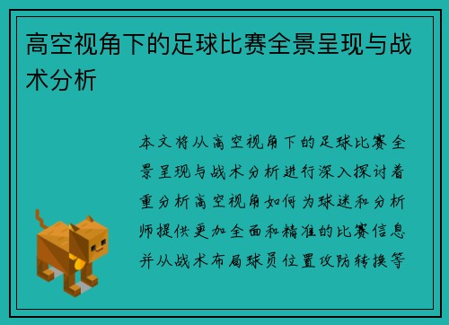 高空视角下的足球比赛全景呈现与战术分析